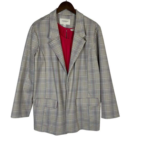 Liverpool LA Fuchsia Plaid Boyfriend Blazer and Fuchsia Shell 1X Academia Office - Picture 1 of 16